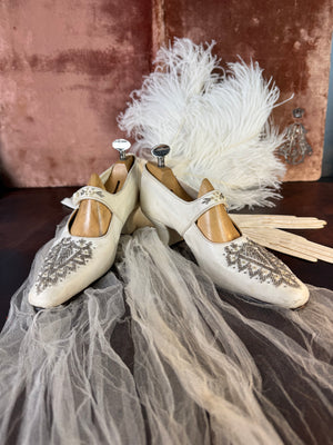 Antique Evening Shoes in Goatskin Leather, England, ca. 1907