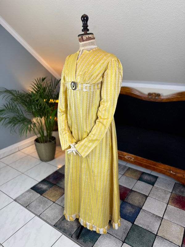 Empire Figured Silk Sarsanet Evening Gown, ca. 1810