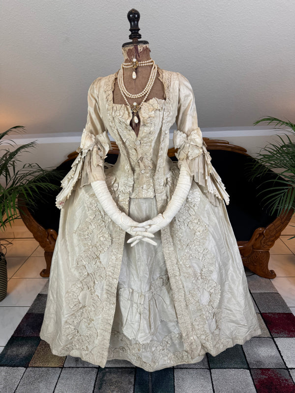 Rococo Ivory Robe à la Française and Petticoat, ca. 1765