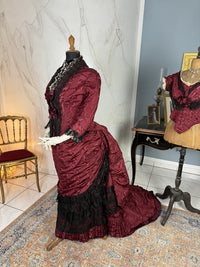 Burgundy Evening and Afternoon Dress, ca. 1880