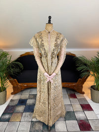 Antique Edwardian Evening Dress ca. 1908 – Painted Silk Panels & Crochet Lace Couture
