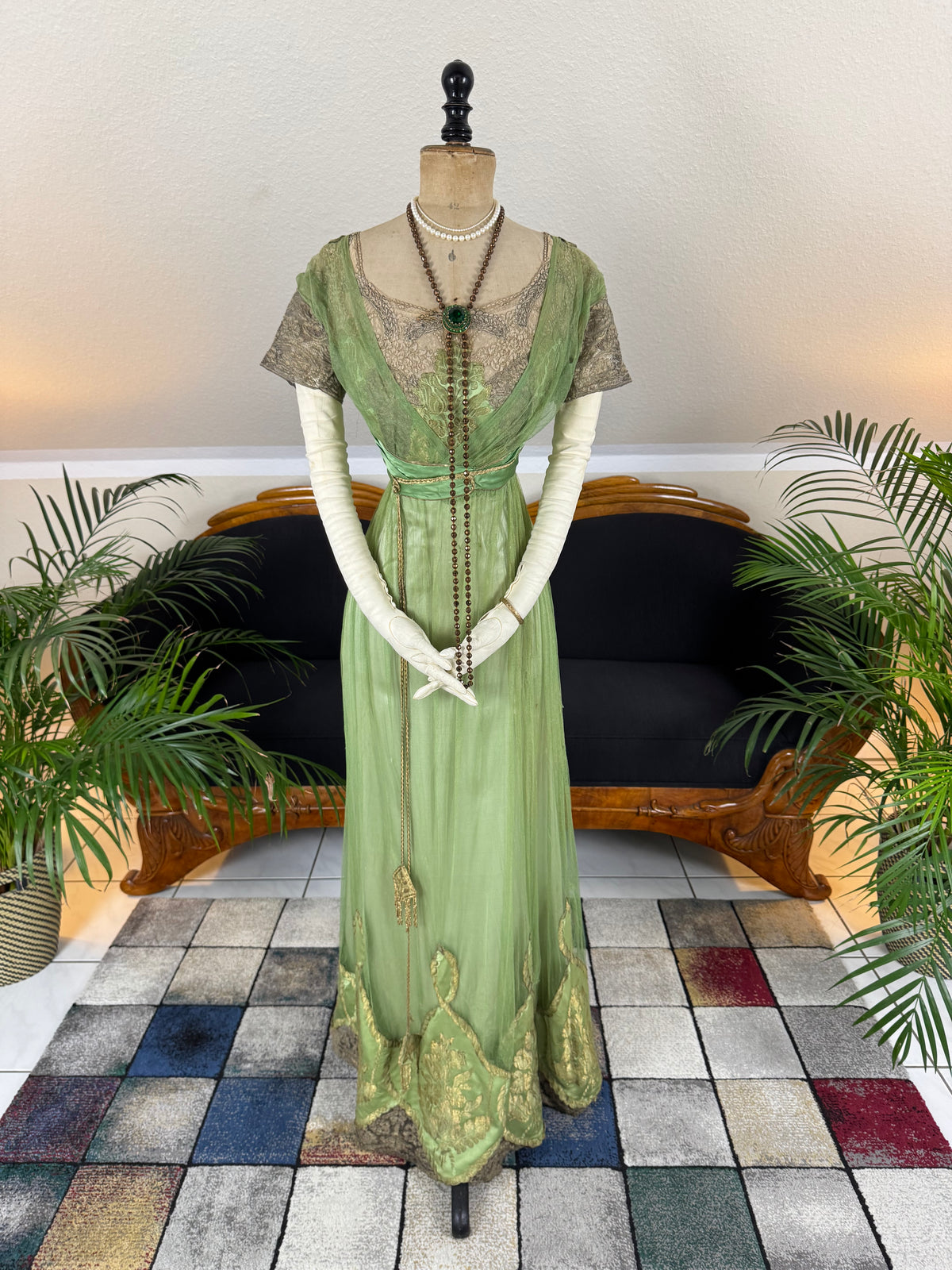 ALBERT FRANCK Jugendstil Abendkleid, Frankfurt am Main, ca. 1911 – Seltenes Hoflieferantenkleid
