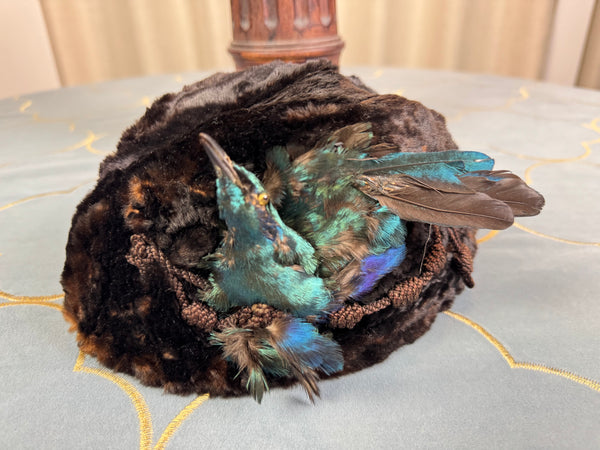 ROYAL Beaver Fur and Bird Hat, from the estate of Princess Clementine d'Orléans, Princess of Saxe-Coburg and Gotha-Koháry, ca. 1860