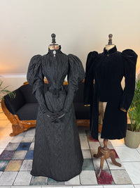 Victorian Silk Dress with Velvet Coat, ca. 1895 - Authentic American Antique Fashion