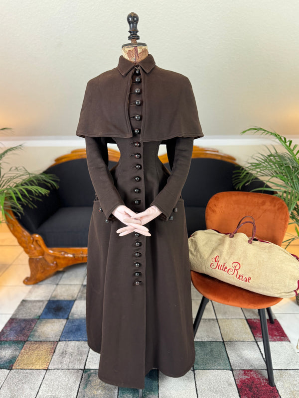 Ensemble de voyage victorien en laine avec sac assorti, Allemagne, vers 1898