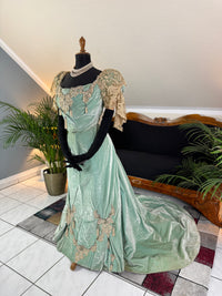 Antique ROUFF Paris Green Velvet Evening Dress – Victorian Couture ca. 1898