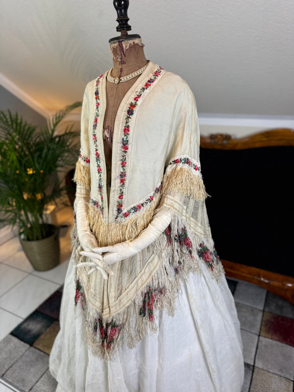 ROYAL Painted Silk Cape, from the estate of Princess Maria Immaculata of Bourbon-Sicily, ca. 1865