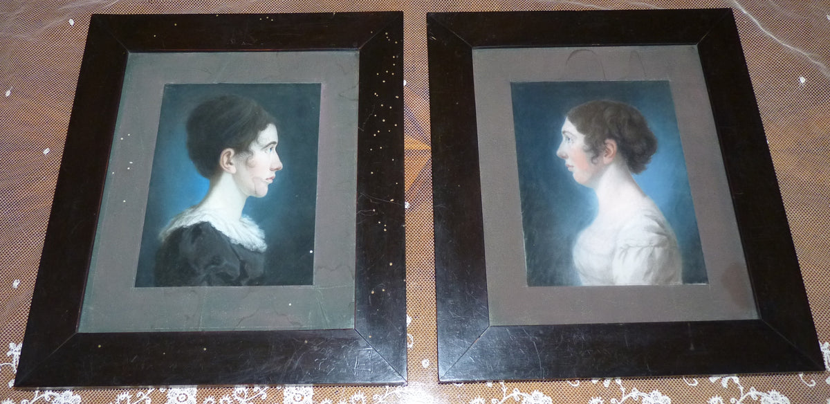 Pair of Empire Pastel Portraits, 1813 – L.H. Hessel, Nuremberg, Early 19th‑Century Art