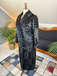 Edwardian ca. 1904 Long Black Faux Beaver‑Fur Coat – Victor Tailoring Co., Chicago
