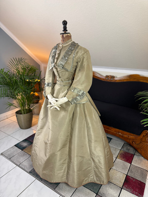 Antique Victorian Silk Gown, England, ca. 1868