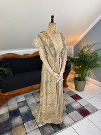 Antique Edwardian Evening Dress ca. 1908 – Painted Silk Panels & Crochet Lace Couture