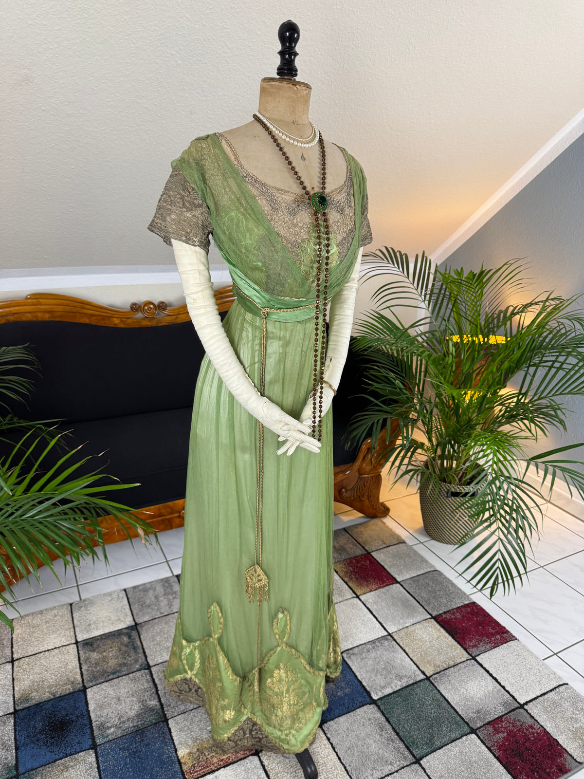 ALBERT FRANCK Jugendstil Abendkleid, Frankfurt am Main, ca. 1911 – Seltenes Hoflieferantenkleid