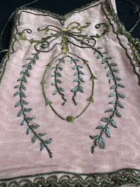 Regency Metalwork Reticule, ca. 1810 – Pink Moiré Grosgrain Bag with Silver & Gold Embroidery
