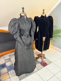 Victorian Silk Dress with Velvet Coat, ca. 1895 - Authentic American Antique Fashion