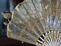Gold Lace and Sequin Evening Fan ca. 1880 – Antique Victorian Hand Fan