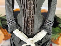 Antique Victorian Bustle Day Dress – American Satin Ensemble circa 1880