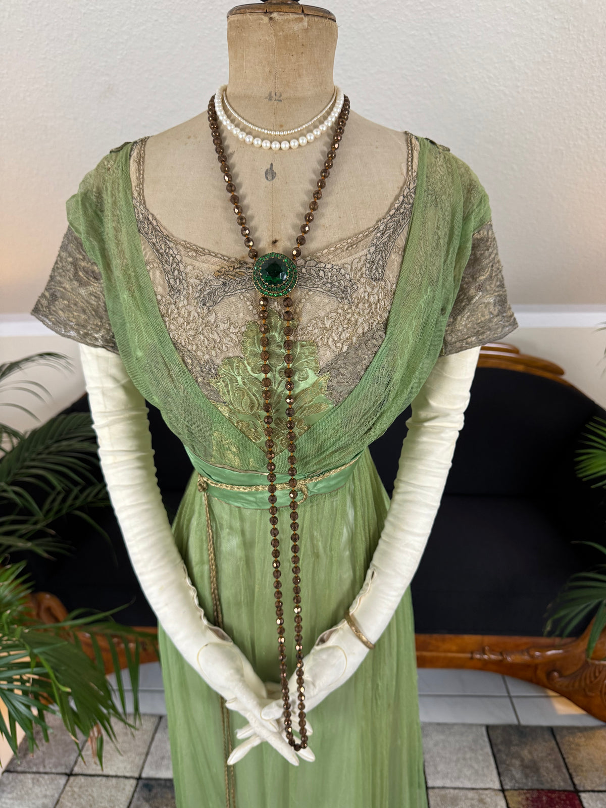 ALBERT FRANCK Jugendstil Abendkleid, Frankfurt am Main, ca. 1911 – Seltenes Hoflieferantenkleid