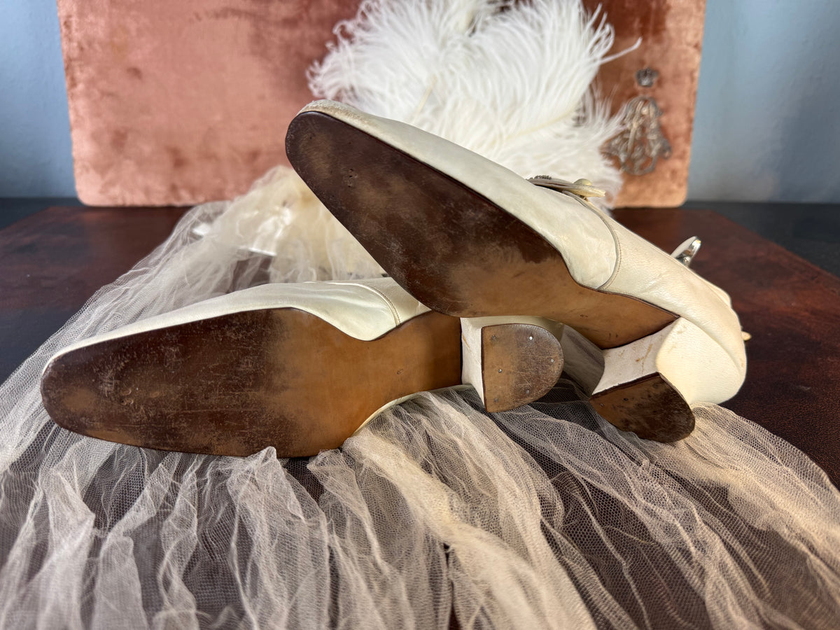 Antique Evening Shoes in Goatskin Leather, England, ca. 1907