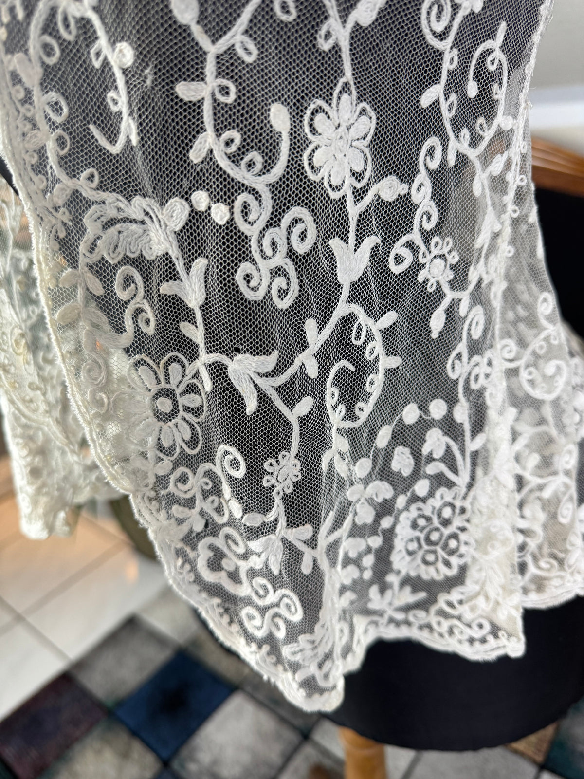 Edwardian White Embroidered Tulle Jacket, England, ca. 1906 – Decorative Overlay Garment