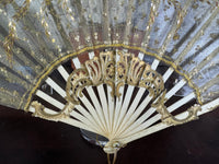 Gold Lace and Sequin Evening Fan ca. 1880 – Antique Victorian Hand Fan