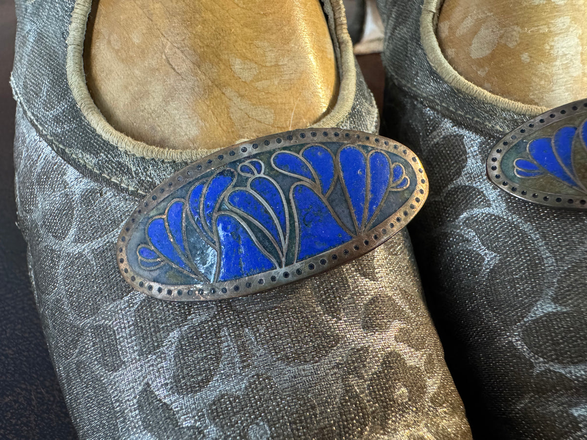 WIENER WERKSTÄTTE Shoes, Enamel Medaillons, Vienna, ca. 1910