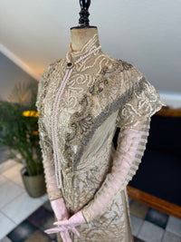 Antique Edwardian Evening Dress ca. 1908 – Painted Silk Panels & Crochet Lace Couture
