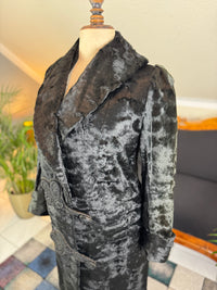 Edwardian ca. 1904 Long Black Faux Beaver‑Fur Coat – Victor Tailoring Co., Chicago
