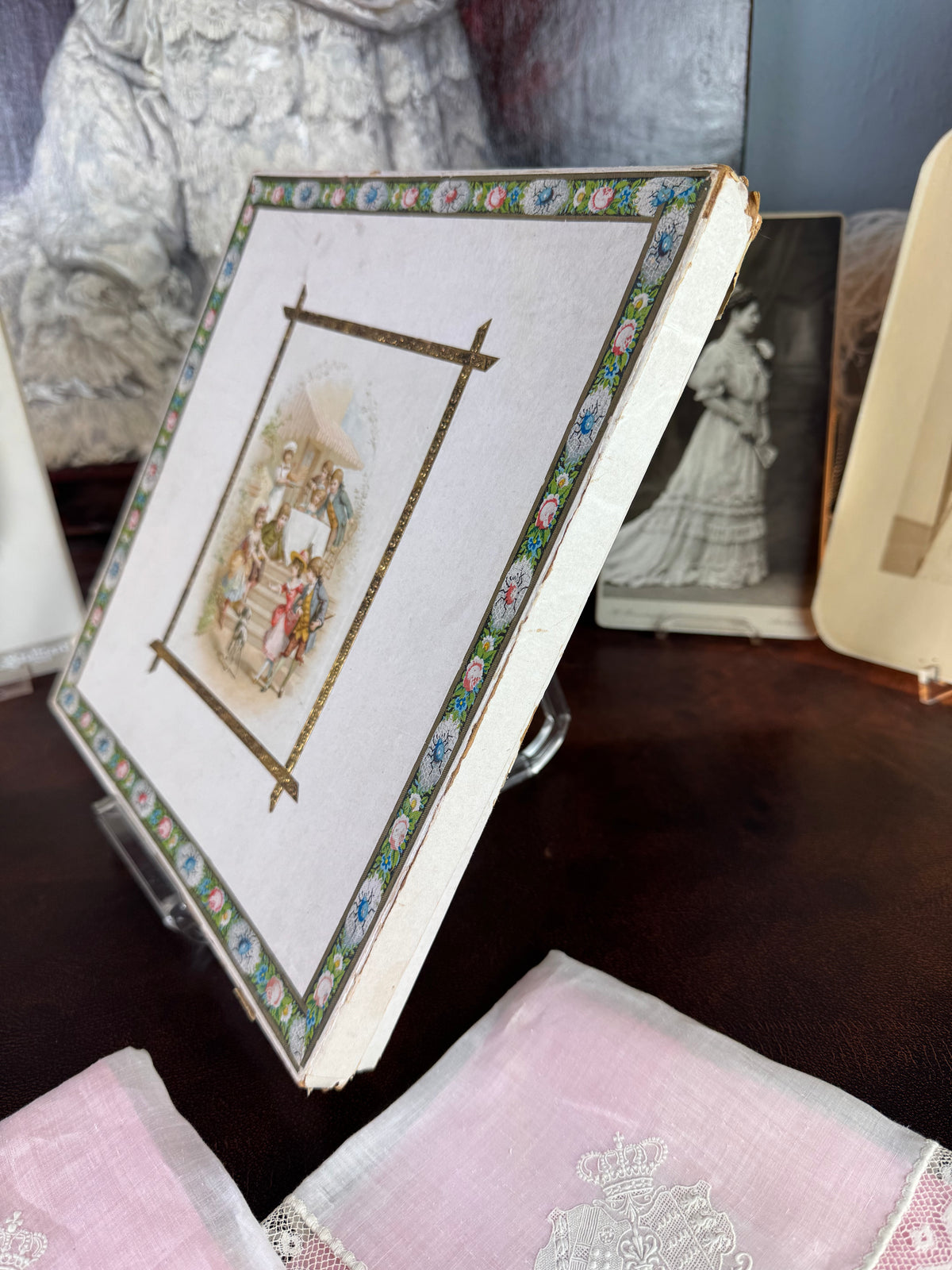 ROYAL Antique Pair of Lace Handkerchiefs with Tuscany–Württemberg Double Coat of Arms from the Wedding Trousseau of Archduchess Maria Immakulata, c. 1900