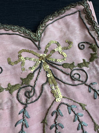 Regency Metalwork Reticule, ca. 1810 – Pink Moiré Grosgrain Bag with Silver & Gold Embroidery