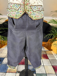 Antique Waistcoat & Blue Silk Knee‑Length Trousers, ca. 1790 – Embroidered Floral Menswear Ensemble