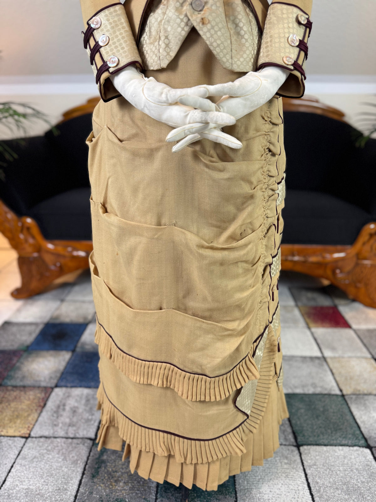 Robe de visite antique de style princesse, vers 1878