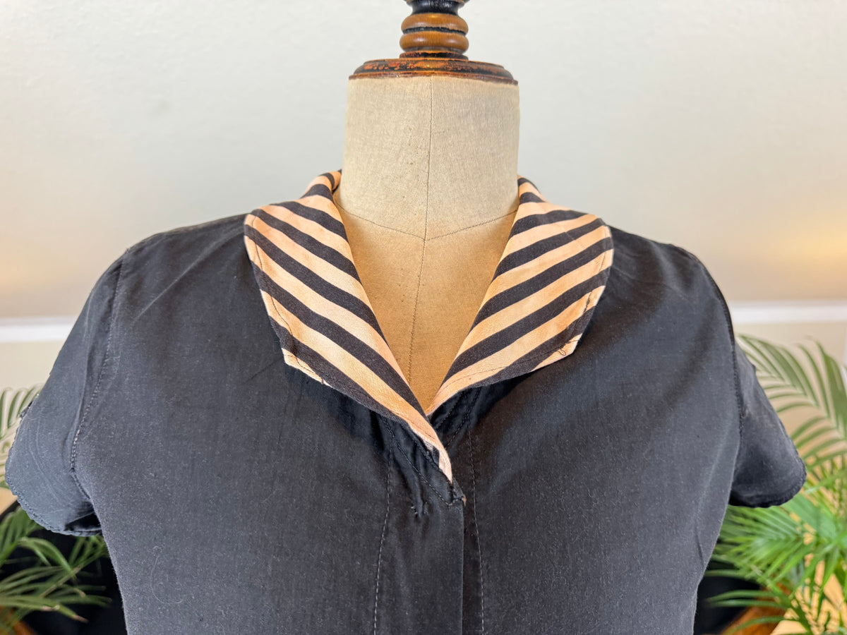 Edwardian Striped Cotton Bathing Suit Set, ca. 1910