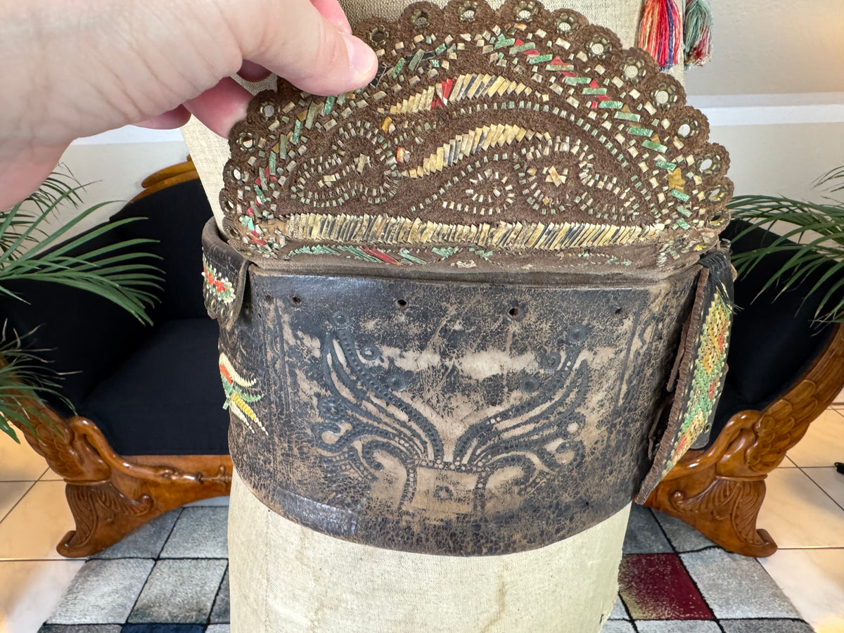 Traditional Leather Satchel with Feather-Quill Embroidery – Transylvania, ca. 1810