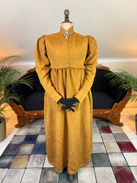 Antique Regency Gown in Gold Moiré Silk, ca. 1815-1820