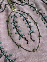 Regency Metalwork Reticule, ca. 1810 – Pink Moiré Grosgrain Bag with Silver & Gold Embroidery