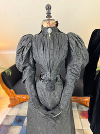 Victorian Silk Dress with Velvet Coat, ca. 1895 - Authentic American Antique Fashion