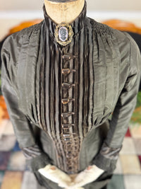 Antique Victorian Bustle Day Dress – American Satin Ensemble circa 1880