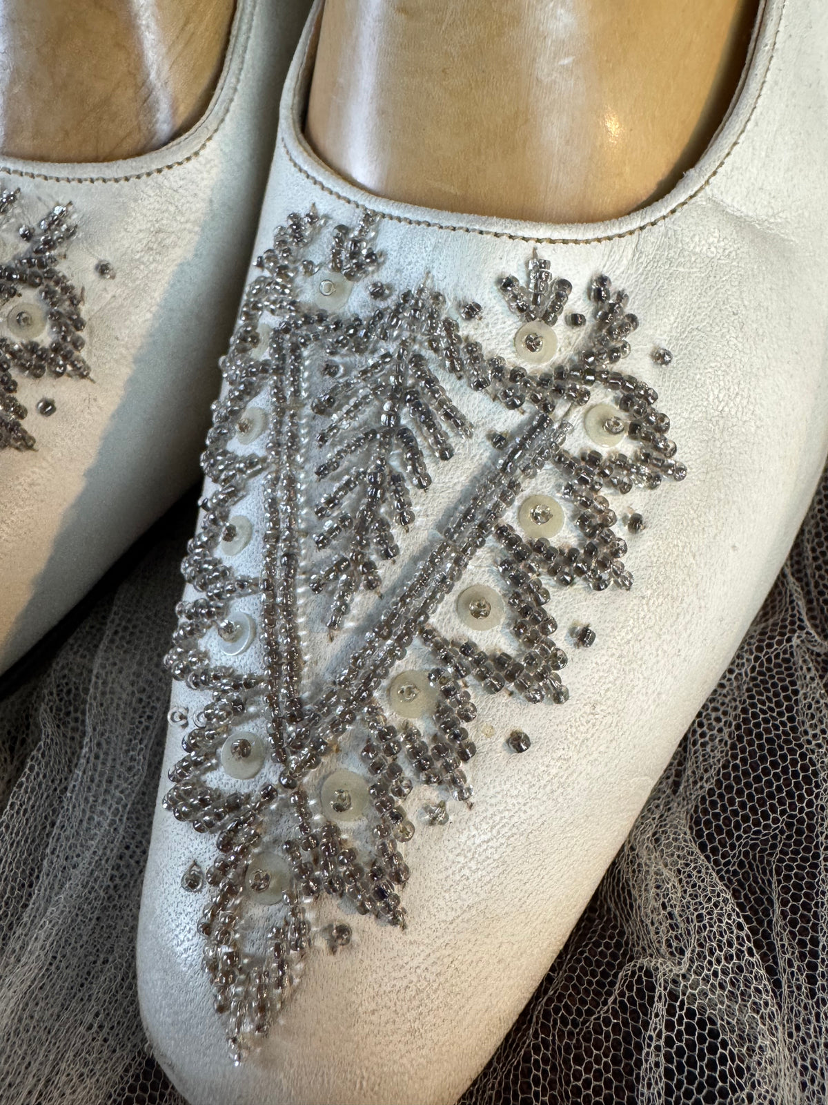 Antique Evening Shoes in Goatskin Leather, England, ca. 1907