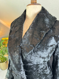 Edwardian ca. 1904 Long Black Faux Beaver‑Fur Coat – Victor Tailoring Co., Chicago