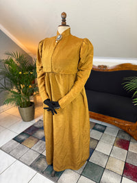 Antique Regency Gown in Gold Moiré Silk, ca. 1815-1820