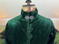 Rare Victorian Riding Jacket, ca. 1878 - Green Velvet, Quilted Silk Lining, Historic Equestrian Fashion