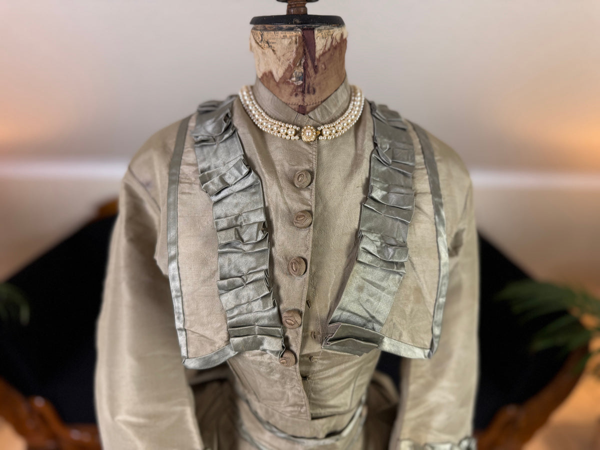 Antique Victorian Silk Gown, England, ca. 1868