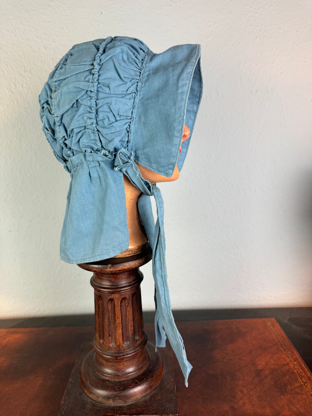 Antique Victorian Blue Cotton Sunbonnet, ca. 1900