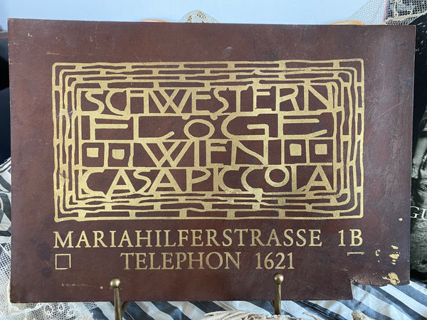 Original Advertising Plaque from the "Schwestern Flöge" Fashion Salon, Vienna – Casa Piccola, ca. 1904.