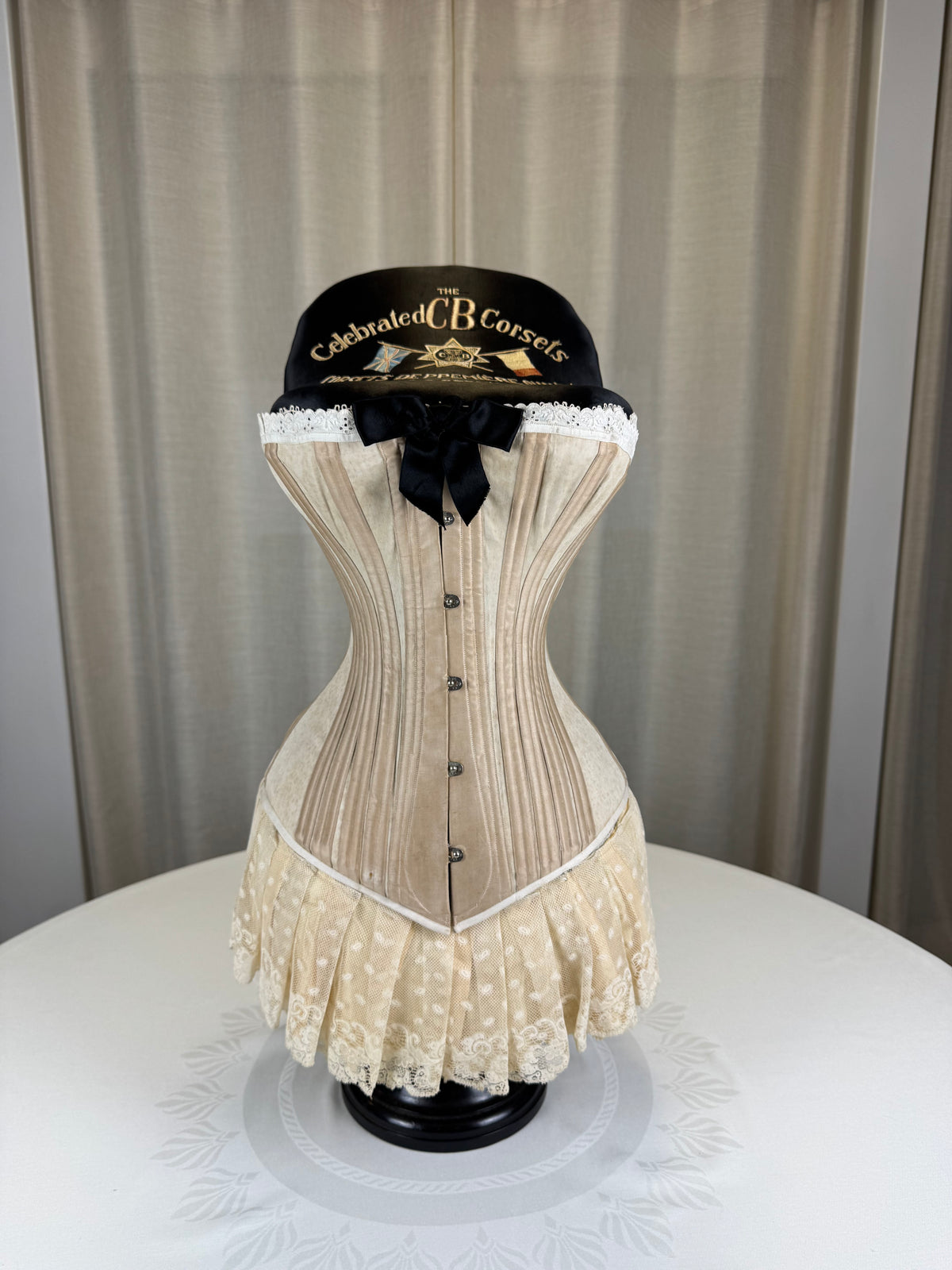 Extremely Rare CB Corset Display, ca. 1880 – Original Victorian Corset Under Glass Dome