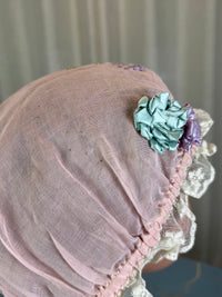 Casquette de boudoir violette antique, années 1920