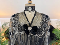MARC WALTER Exceptional Evening Gown ca. 1904 – Parisian Couture Lace, Tulle & Velvet Masterpiece