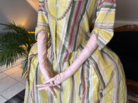 A Yellow, Green and Pink Striped Silk Taffeta Robe à l’Anglaise, ca. 1770