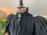 Victorian Silk Dress with Velvet Coat, ca. 1895 - Authentic American Antique Fashion