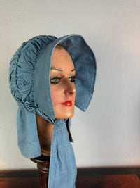 Antique Victorian Blue Cotton Sunbonnet, ca. 1900